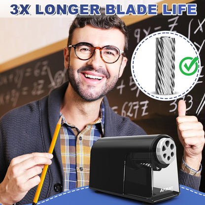 AFMAT PSX2 6 Holes Durable Heavy Duty Electric Pencil Sharpener,Auto Stop Pencil Sharpeners for 6-11mm Colored Pencils,PSX2PK