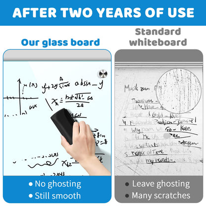 AFMAT Magnetic Glass Dry Erase Board, 72" x 48" Glass Wall Mounted Whiteboard, 4mm Tempered Glass w/Strong Magnetic Surface, Large Frameless White Board for Office Home School