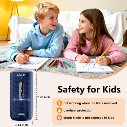 AFMAT PSC2 Electric Fully Automatic Pencil Sharpener, Auto in & Out, Rechargeable Hands-Free Sharpeners for Jumbo & Colored Pencils (6.5-12mm)
