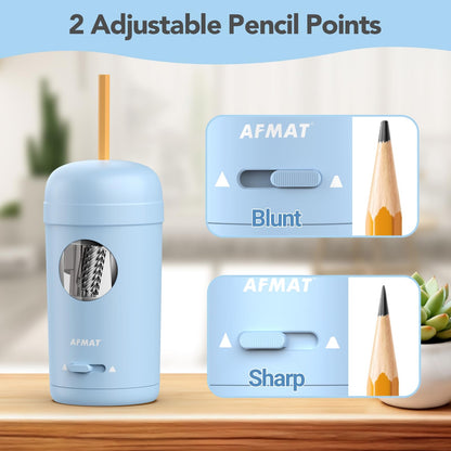 AFMAT PSX7 Electric Pencil Sharpener, Fully Automatic Pencil Sharpener for 7-8mm Pencils & Colored Pencils, Auto in & Out, Rechargeable Vertical Hands-Free Sharpeners for Classroom/Home/Office (Black)