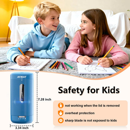 AFMAT PSC2 6.5-12mm Super Durable Fully Automatic Pencil Sharpener,2x more durable blade,for Jumbo & Colored Pencils (6.5-12mm),PSC2BS