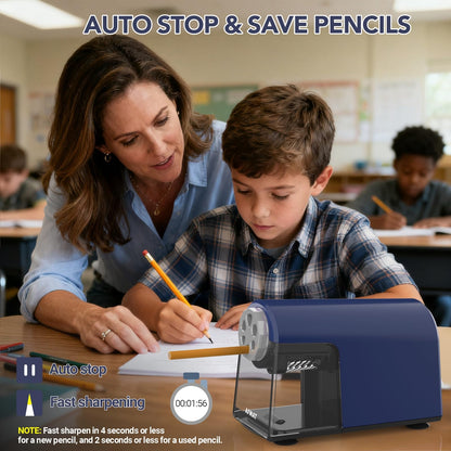 AFMAT 6-Hole Electric Pencil Sharpener Heavy Duty, Fast Sharpen, Auto Stop & Save Pencils, 10000 Sharpening Times, Rechargeable Classroom Pencil Sharpener for 6-11mm No.2/Large/Colored Pencils,Model:PSD2(Purple)