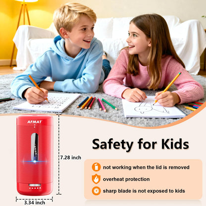 AFMAT PSC2 Electric Fully Automatic Pencil Sharpener, Auto in & Out, Rechargeable Hands-Free Sharpeners for Jumbo & Colored Pencils (6.5-12mm)