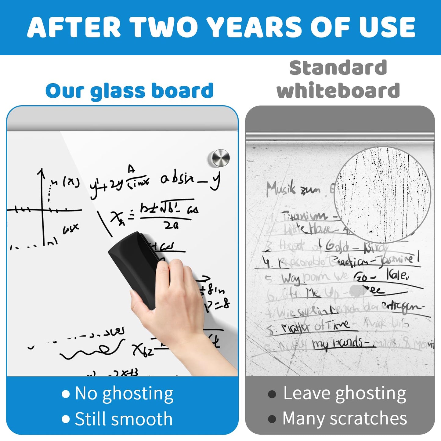 Magnetic Glass Dry Erase Board, 72" x 48" Glass Wall Mounted White Board, GB04EW3