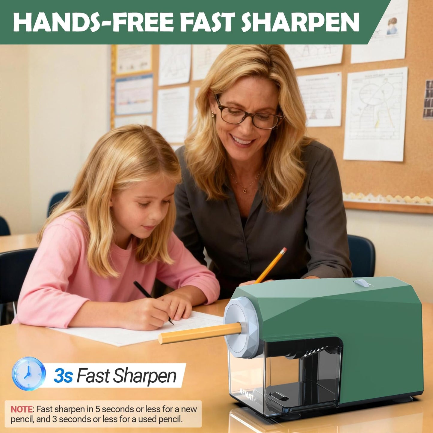 AFMAT Heavy Duty Fully Automatic Pencil Sharpener, Auto in & Out, Hands-Free Sharpeners for No.2/Jumbo/Colored Pencils (φ6.5-10.5mm)