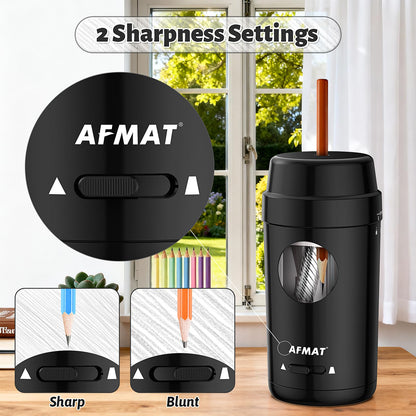 AFMAT Electric Pencil Sharpener, Auto in & Out, Fully Automatic Pencil Sharpener for Colored Pencils, Rechargeable Hands-Free Sharpeners for φ7-8mm Pencils, Good for Classroom/Home PSX8(Black)