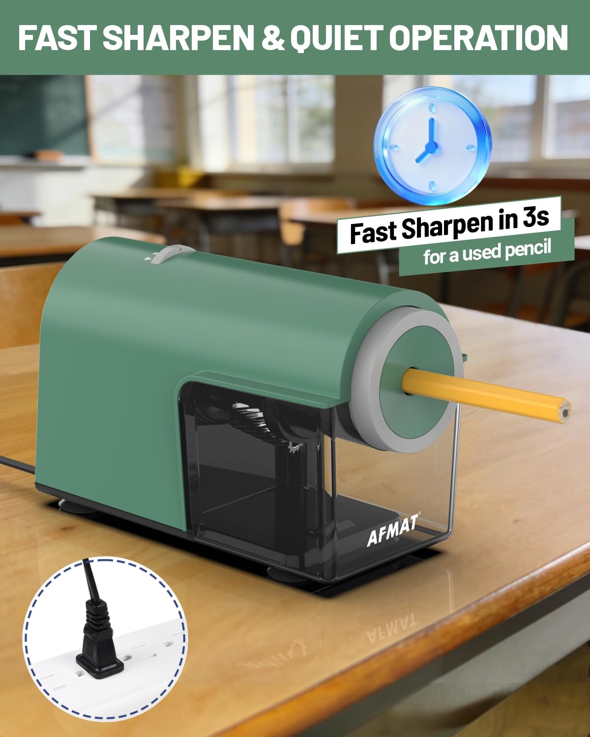 Newly Upgraded Fully Automatic Electric Pencil Sharpener,3X Longer Cutter Life, PSC5PR