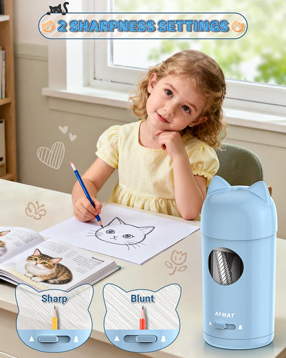 AFMAT PSX9 Cute Cat Electric Fully Automatic Pencil Sharpener for Kids,PSX9PR