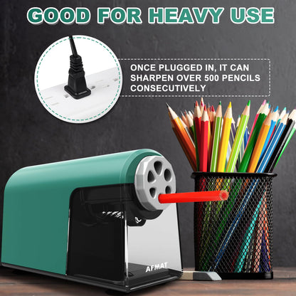 AFMAT PSX2 6 Holes Durable Heavy Duty Electric Pencil Sharpener,Auto Stop Pencil Sharpeners for 6-11mm Colored Pencils,PSX2PK