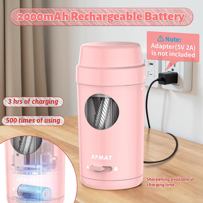 AFMAT Electric Pencil Sharpener, Auto in & Out, Fully Automatic Pencil Sharpener for Colored Pencils, Rechargeable Hands-Free Sharpeners for φ7-8mm Pencils, Good for Classroom/Home PSX8(Black)