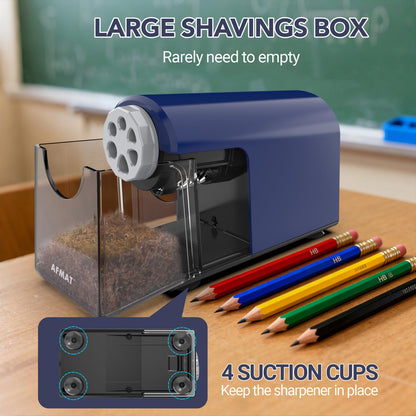 AFMAT 6-Hole Electric Pencil Sharpener Heavy Duty, Fast Sharpen, Auto Stop & Save Pencils, 10000 Sharpening Times, Rechargeable Classroom Pencil Sharpener for 6-11mm No.2/Large/Colored Pencils,Model:PSD2(Purple)