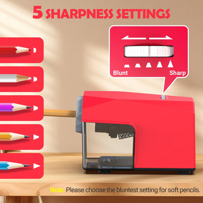 AFMAT PSC4 Super Durable Heavy Duty Fully Automatic Pencil Sharpener, 2X Longer Cutter Life,Auto in & Out, Hands-Free Sharpeners for No.2/Jumbo/Colored Pencils (φ6.5-10.5mm),PSC4RD