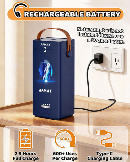 AFMAT Newly Upgraded PSC7 Electric Fully Automatic Pencil Sharpener,3X Longer Cutter Life,for 6-12mm No.2/Jumbo/Colored Pencils Pencils, Auto in & Out, 5 Sharpness Modes, Rechargeable Heavy Duty Sharpeners for Classroom Home Office PSC7RD