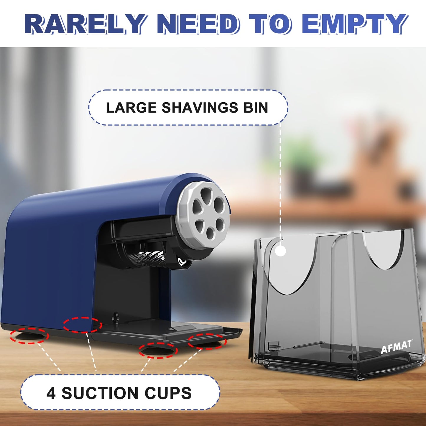 AFMAT PSX2 6 Holes Durable Heavy Duty Electric Pencil Sharpener,Auto Stop Pencil Sharpeners for 6-11mm Colored Pencils,PSX2PK