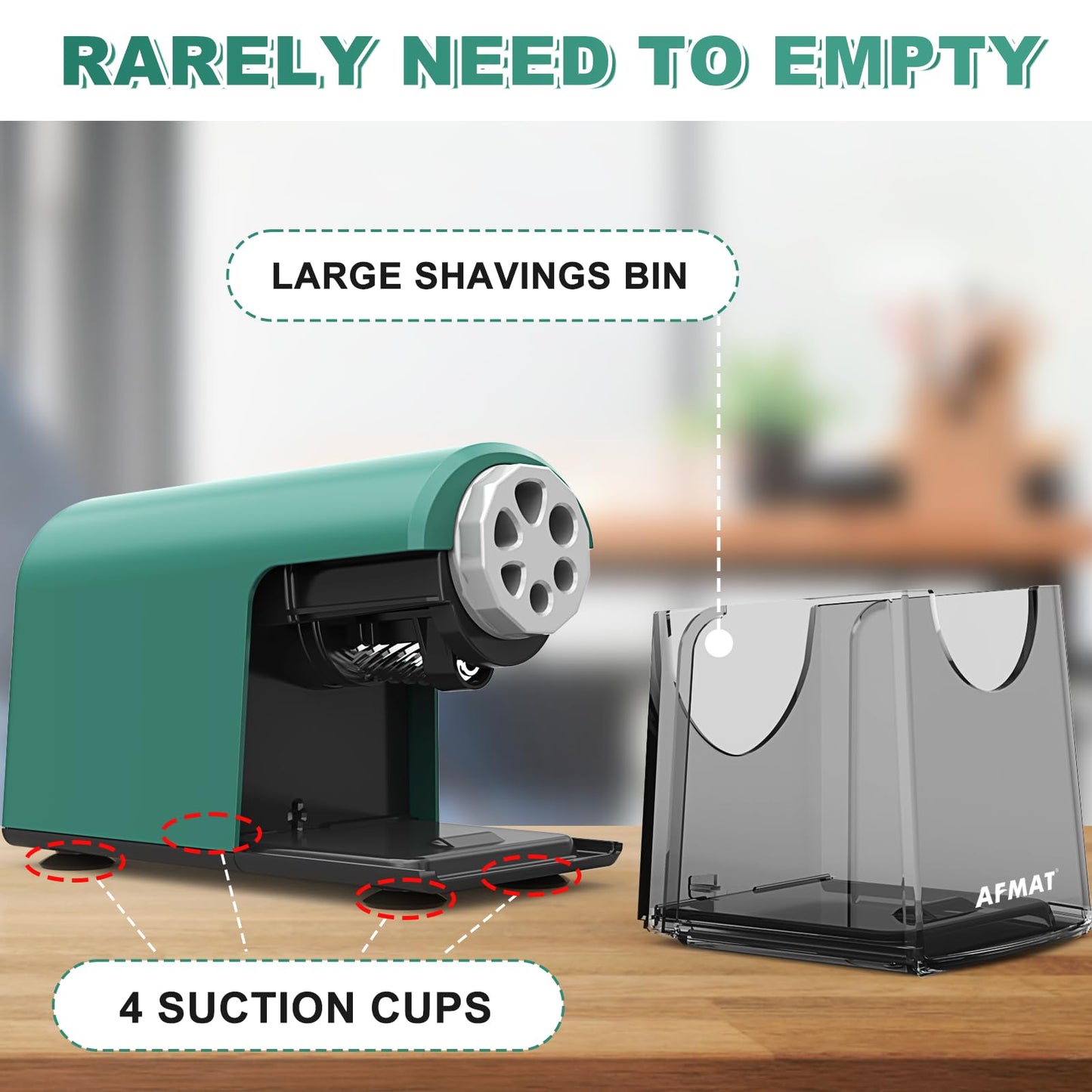 AFMAT PSX2 6 Holes Durable Heavy Duty Electric Pencil Sharpener,Auto Stop Pencil Sharpeners for 6-11mm Colored Pencils,PSX2PK