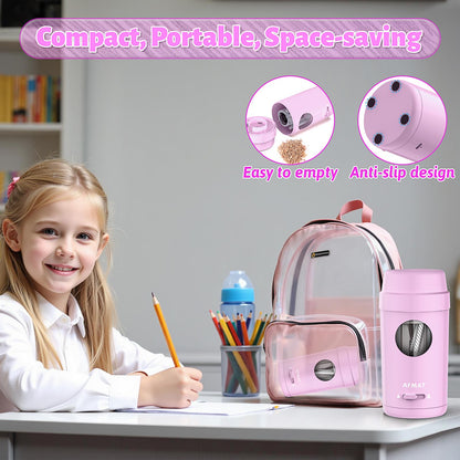 AFMAT Electric Pencil Sharpener, Auto in & Out, Fully Automatic Pencil Sharpener for Colored Pencils, Rechargeable Hands-Free Sharpeners for φ7-8mm Pencils, Good for Classroom/Home PSX8(Black)