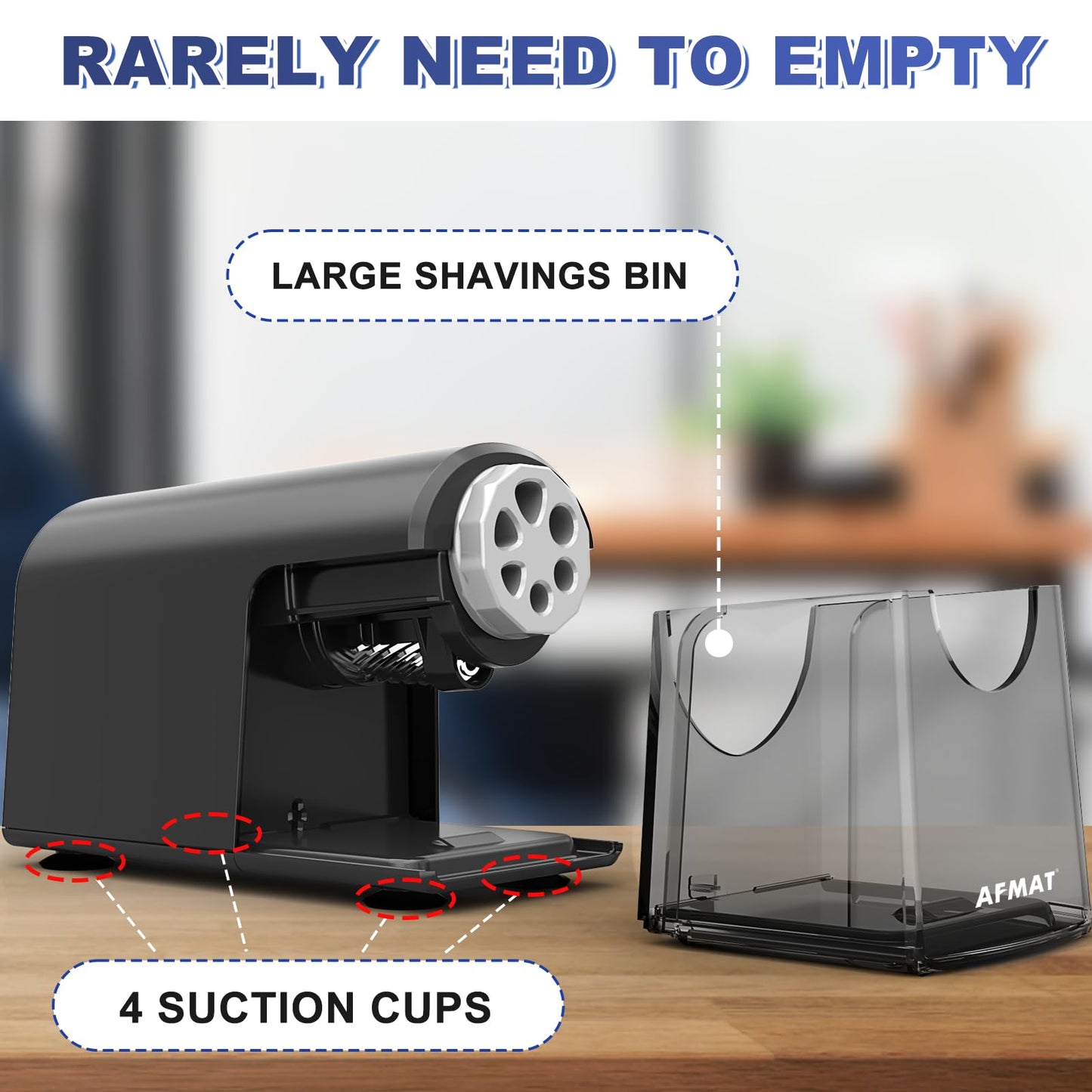 AFMAT PSX2 6 Holes Durable Heavy Duty Electric Pencil Sharpener,Auto Stop Pencil Sharpeners for 6-11mm Colored Pencils,PSX2PK