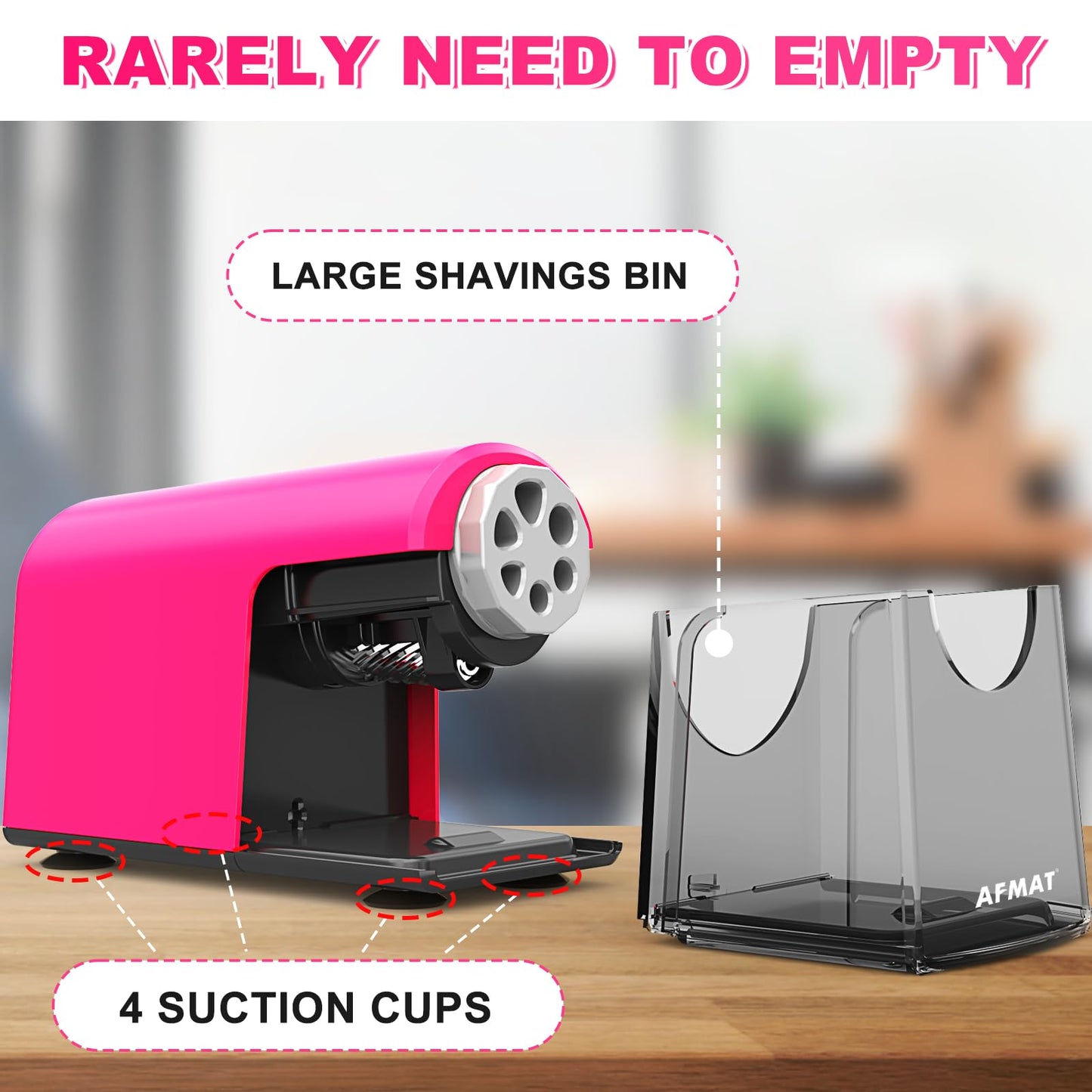 AFMAT PSX2 6 Holes Durable Heavy Duty Electric Pencil Sharpener,Auto Stop Pencil Sharpeners for 6-11mm Colored Pencils,PSX2PK