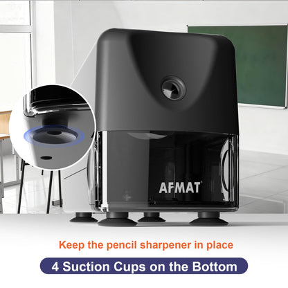 AFMAT PSD3 Super Durable Rechargeable Heavy Duty Electric Pencil Sharpener for 6-10.8mm Pencils,Upgraded Durable Blades 10,000 Sharpenings,PSD3BK