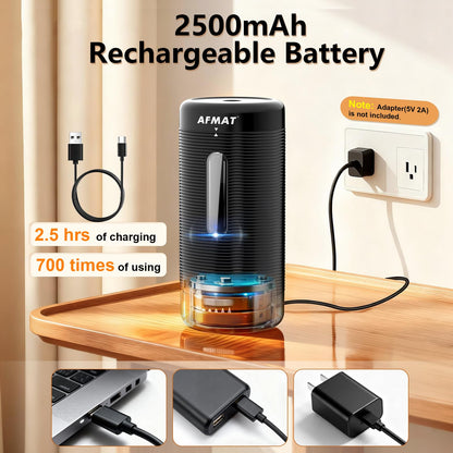 AFMAT PSC2 Electric Fully Automatic Pencil Sharpener, Auto in & Out, Rechargeable Hands-Free Sharpeners for Jumbo & Colored Pencils (6.5-12mm)