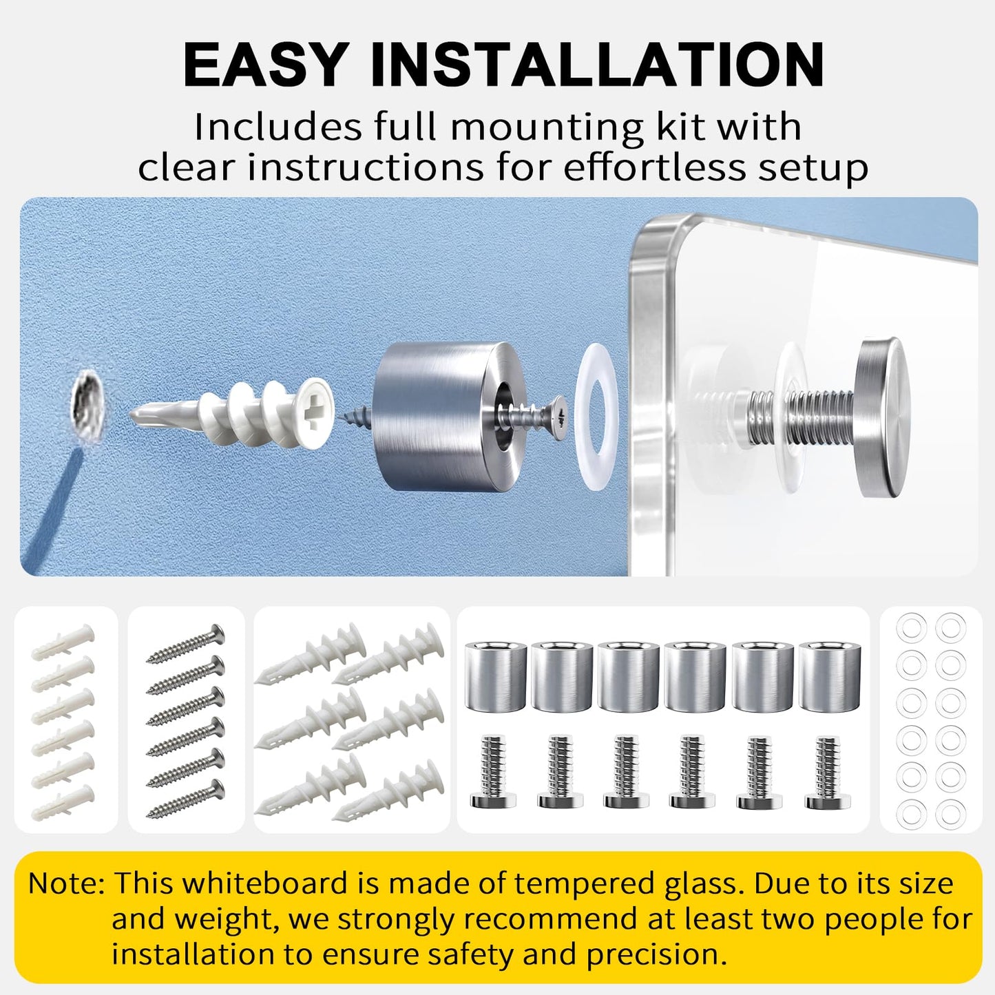 AFMAT Magnetic Glass Whiteboard 96" x 48", GB04EW4