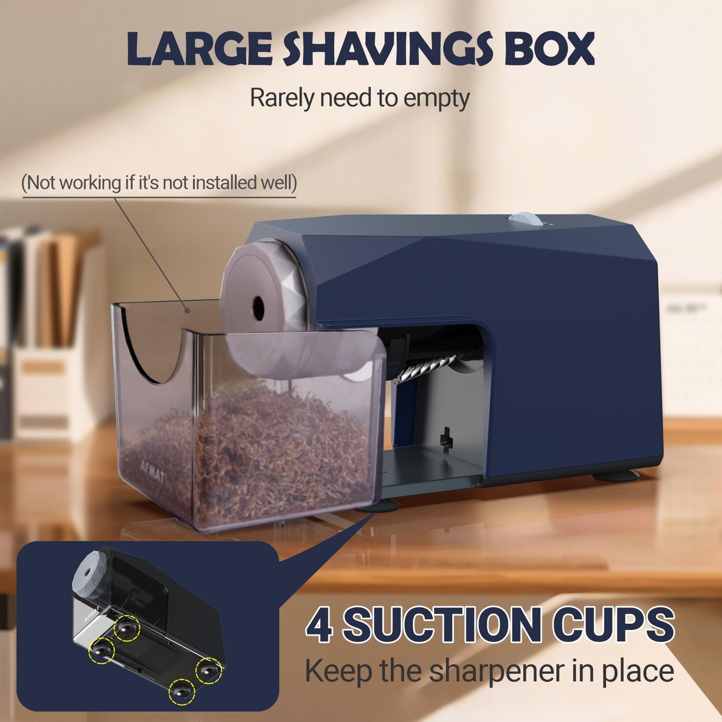 AFMAT Newly Upgraded PSC4 6.5-10.5mm Super Durable Heavy Duty Fully Automatic Pencil Sharpener, 3X Longer Cutter Life,Auto in & Out, 5 Sharpness Modes, Hands-Free Sharpeners for No.2/Jumbo/Colored Pencils (φ6.5-10.5mm),PSC4BL