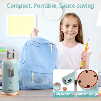 AFMAT Electric Pencil Sharpener, Auto in & Out, Fully Automatic Pencil Sharpener, Rechargeable Hands-Free Sharpeners for Jumbo & Colored Pencils (7-11.5mm), Good for Classroom/Home/Office, Model:PSC8(Black)