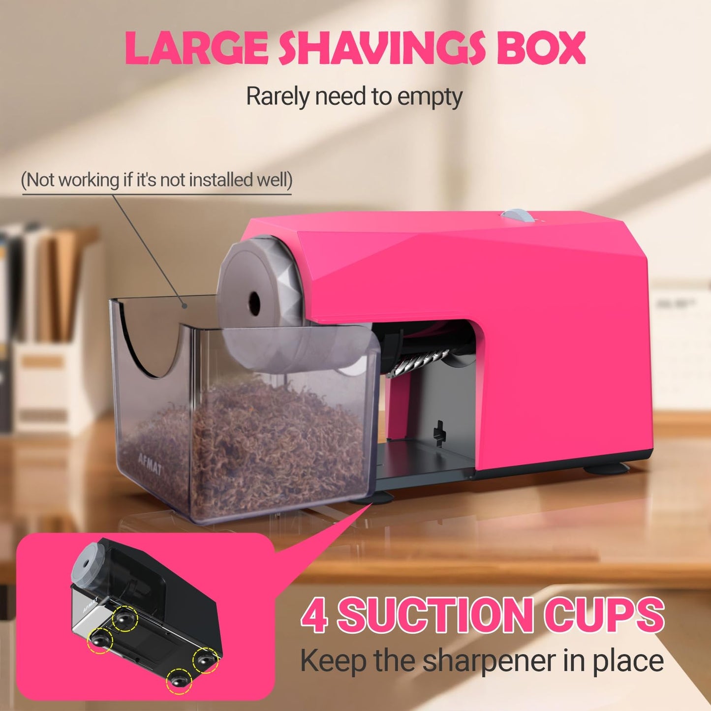 AFMAT PSC4 Super Durable Heavy Duty Fully Automatic Pencil Sharpener, 2X Longer Cutter Life,Auto in & Out, Hands-Free Sharpeners for No.2/Jumbo/Colored Pencils (φ6.5-10.5mm),PSC4RD