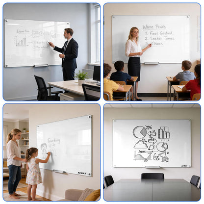 Magnetic Dry Erase Board, 40" x 60" Glass Whiteboard, GB04EW2