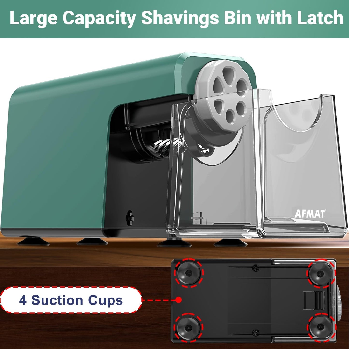AFMAT 6-Hole Electric Pencil Sharpener Heavy Duty, Auto Stop Classroom Pencil Sharpener for 6-11mm Pencils, Rechargeable Pencil Sharpeners for School, 10,000+ Sharpenings, Save Pencils, Model:PSD1(Purple)