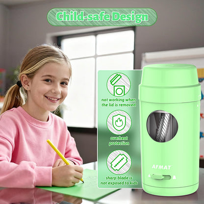 AFMAT Electric Pencil Sharpener, Auto in & Out, Fully Automatic Pencil Sharpener for Colored Pencils, Rechargeable Hands-Free Sharpeners for φ7-8mm Pencils, Good for Classroom/Home PSX8(Black)
