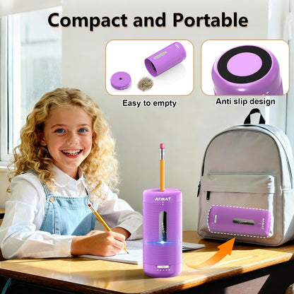 AFMAT PSC2 6.5-12mm Super Durable Fully Automatic Pencil Sharpener,2x more durable blade,for Jumbo & Colored Pencils (6.5-12mm),PSC2BS