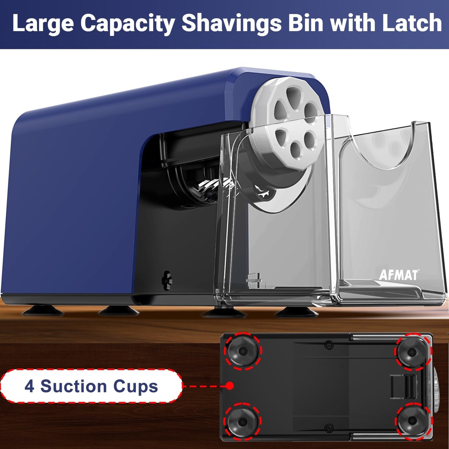 AFMAT 6-Hole Electric Pencil Sharpener Heavy Duty, Auto Stop Classroom Pencil Sharpener for 6-11mm Pencils, Rechargeable Pencil Sharpeners for School, 10,000+ Sharpenings, Save Pencils, Model:PSD1(Purple)