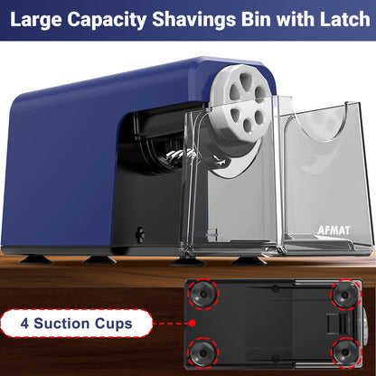 AFMAT 6-Hole Electric Pencil Sharpener Heavy Duty, Auto Stop Classroom Pencil Sharpener for 6-11mm Pencils, Rechargeable Pencil Sharpeners for School, 10,000+ Sharpenings, Save Pencils, Model:PSD1(Purple)