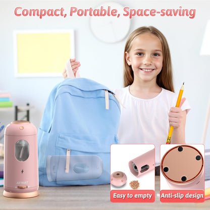 AFMAT Electric Pencil Sharpener, Auto in & Out, Fully Automatic Pencil Sharpener, Rechargeable Hands-Free Sharpeners for Jumbo & Colored Pencils (7-11.5mm), Good for Classroom/Home/Office, Model:PSC8(Black)