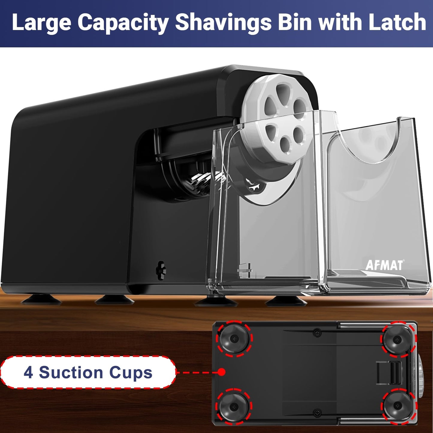 AFMAT 6-Hole Electric Pencil Sharpener Heavy Duty, Auto Stop Classroom Pencil Sharpener for 6-11mm Pencils, Rechargeable Pencil Sharpeners for School, 10,000+ Sharpenings, Save Pencils, Model:PSD1(Purple)