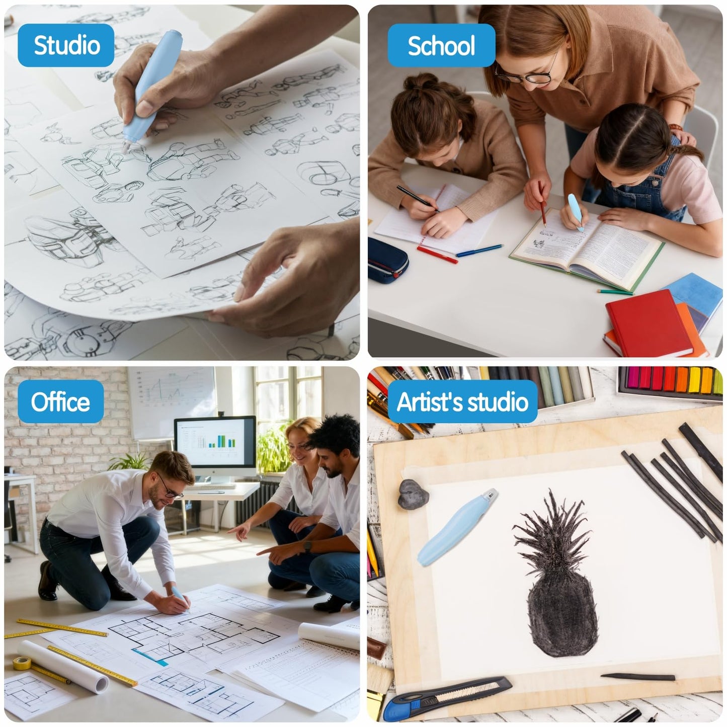 AFMAT EE04 Electric Rechargeable Electric Eraser Kit for Artists,140 Refills for Drafting