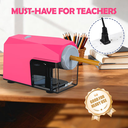 AFMAT PSC4 Super Durable Heavy Duty Fully Automatic Pencil Sharpener, 2X Longer Cutter Life,Auto in & Out, Hands-Free Sharpeners for No.2/Jumbo/Colored Pencils (φ6.5-10.5mm),PSC4RD