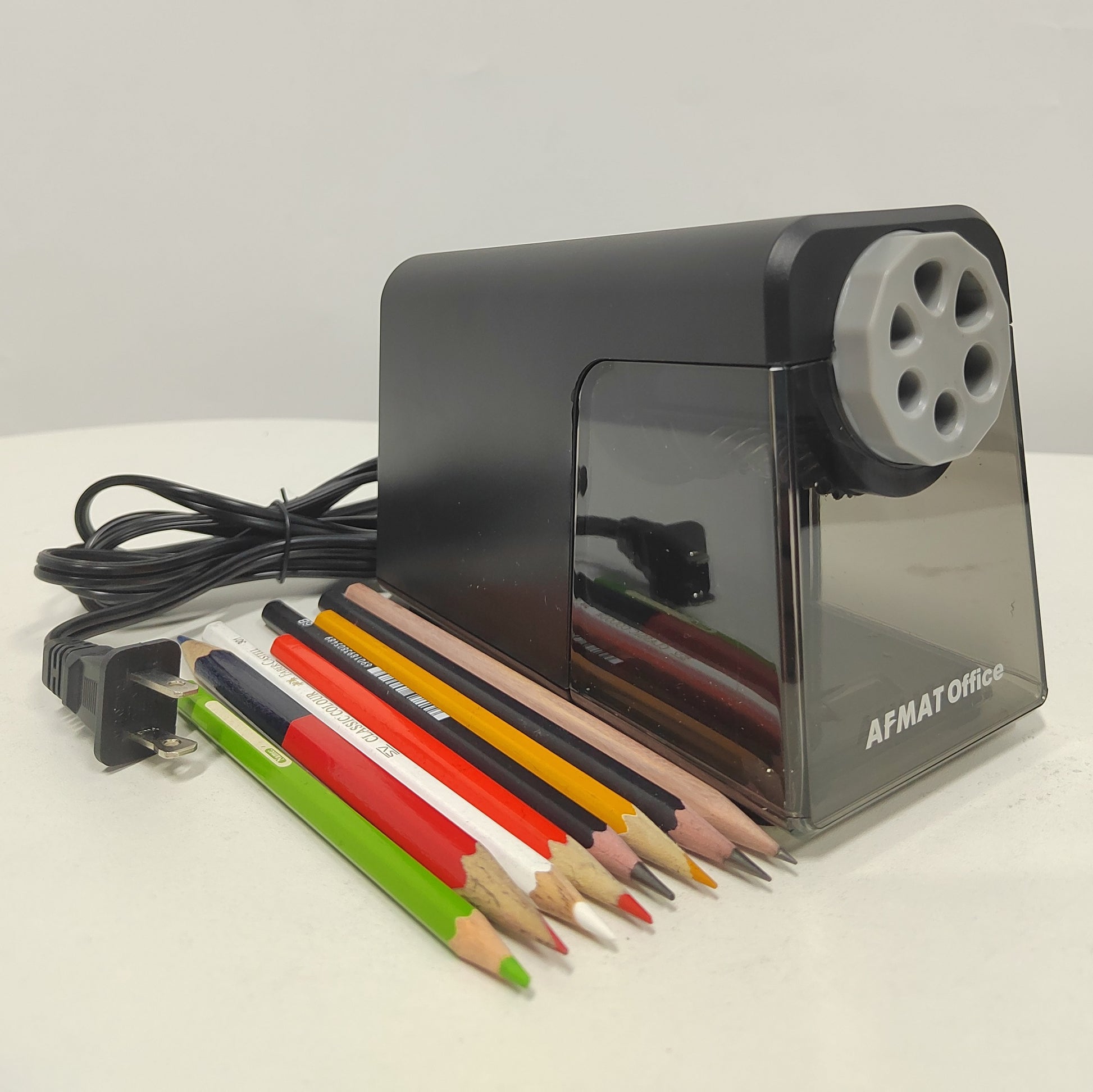AFMAT RNAB08SBKZPP3 afmat electric pencil sharpener, heavy duty pencil  sharpeners, colored pencil sharpner for 6-8mm pencils, fast sharpen in 3-5