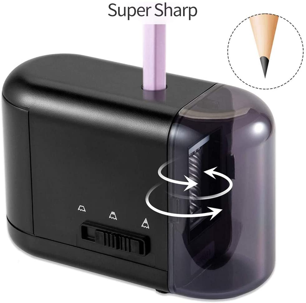 Electric Pencil Sharpener for Colored Pencils (6-8mm) with Adapter Black-PS51