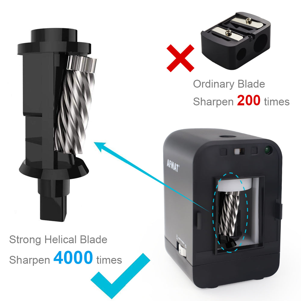 Auto Stop Electric Pencil Sharpener for Colored Pencils (6-8mm) with Adapter Black-PS74
