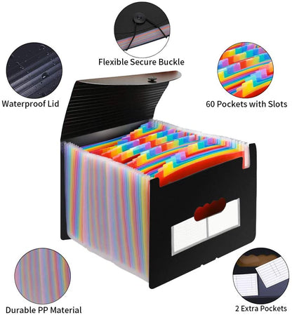 Accordian File Organizer, 60 Pockets Expanding File Folder-AF01