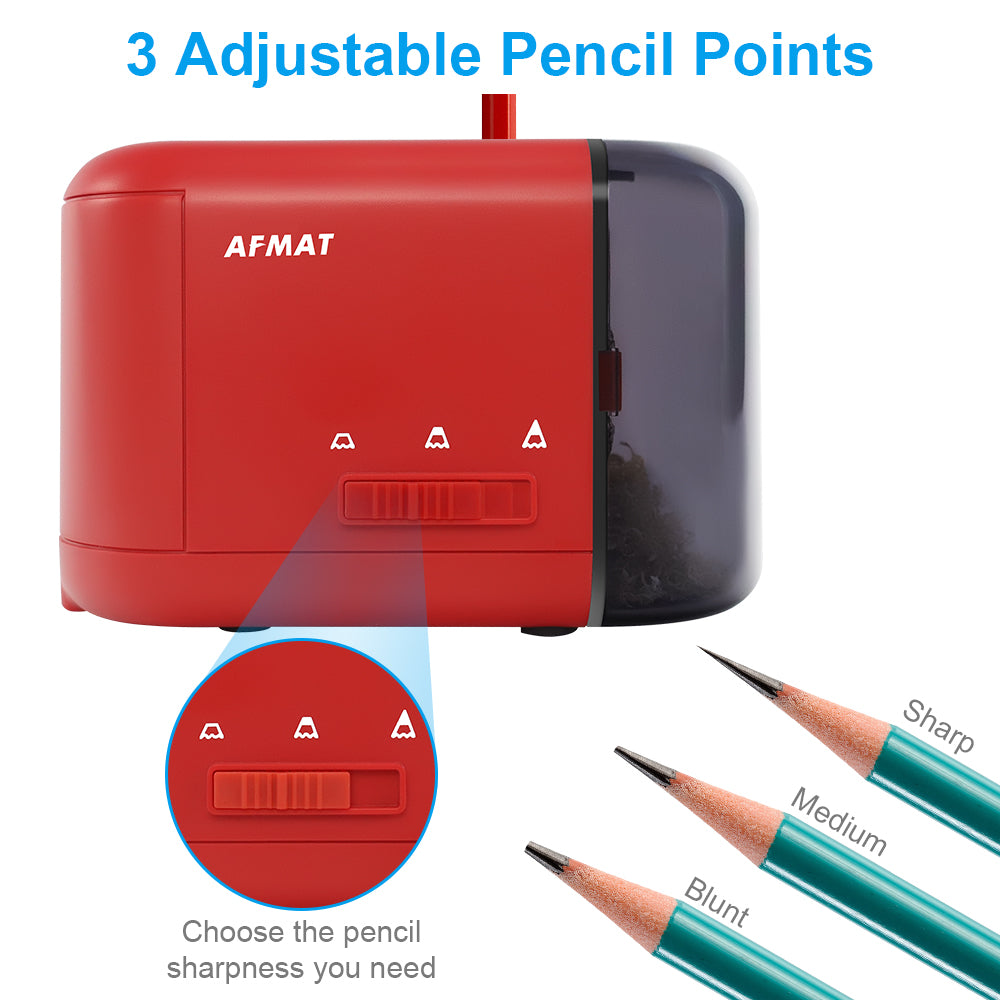 Electric Pencil Sharpener for Colored Pencils (6-8mm) with Adapter Red-PS77