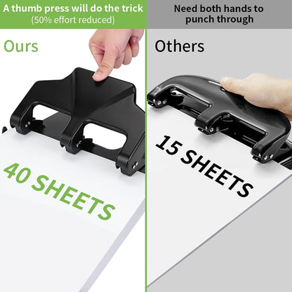 Heavy Duty 3 Hole Punch, 40-Sheet Heavy Duty Paper Punch