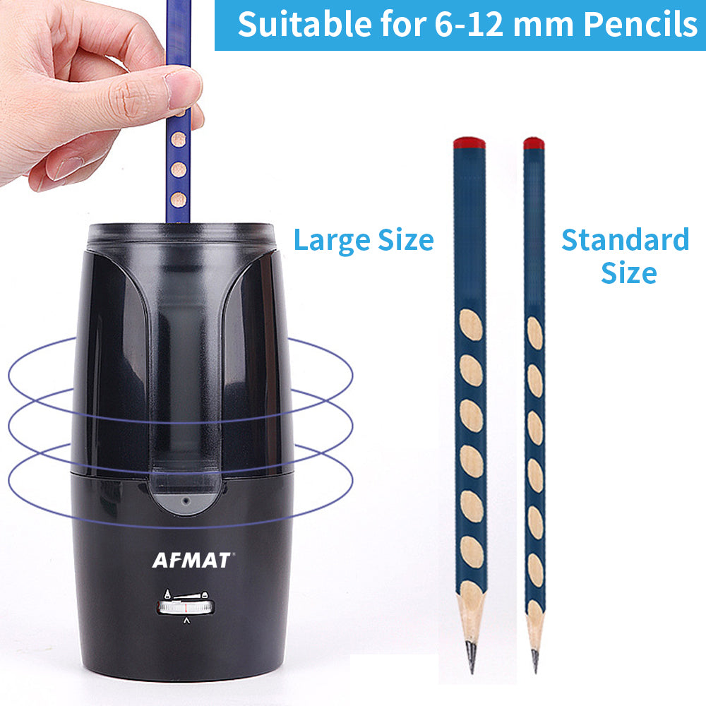 Electric Pencil Sharpener, Large-dia 6-12mm Electric Pencil Sharpener for Colored Pencil/#2 Pencil-PS29(Black)/PS90(Blue)/PS82(Grey)