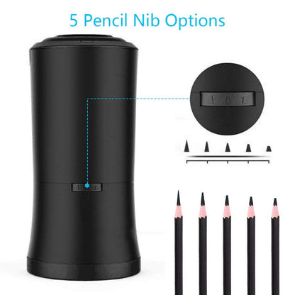 AFMAT Rechargeable Long Point Pencil Sharpener, 2 Holes, Fast Sharpen & Auto Stop, 8-17mm