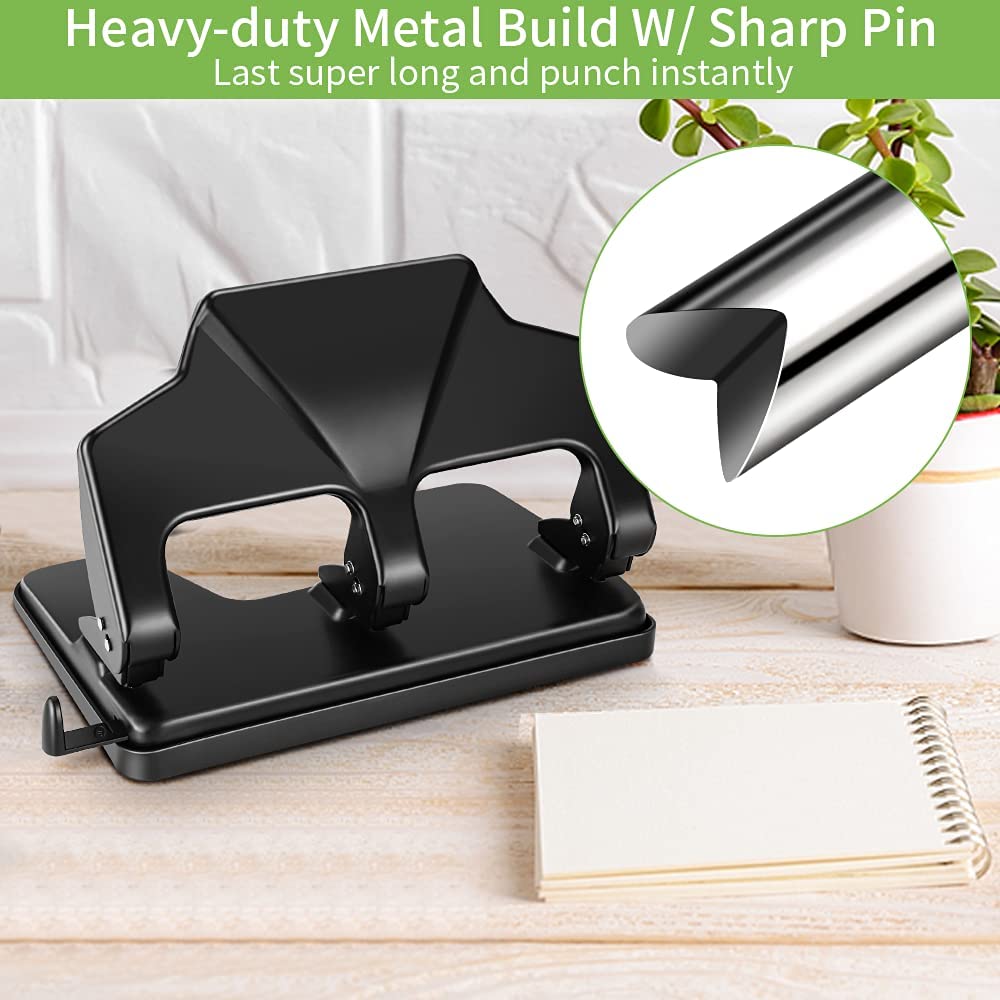 3 Hole Heavy Duty Paper Punch, 40 Sheet Capacity, Adjustable