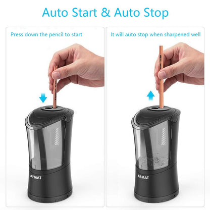 AFMAT Rechargeable Long Point Pencil Sharpener, 2 Holes, Fast Sharpen & Auto Stop, 8-17mm