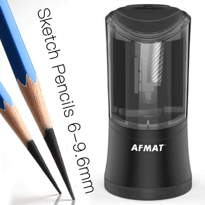 AFMAT Rechargeable Long Point Pencil Sharpener, 2 Holes, Fast Sharpen & Auto Stop, 8-17mm