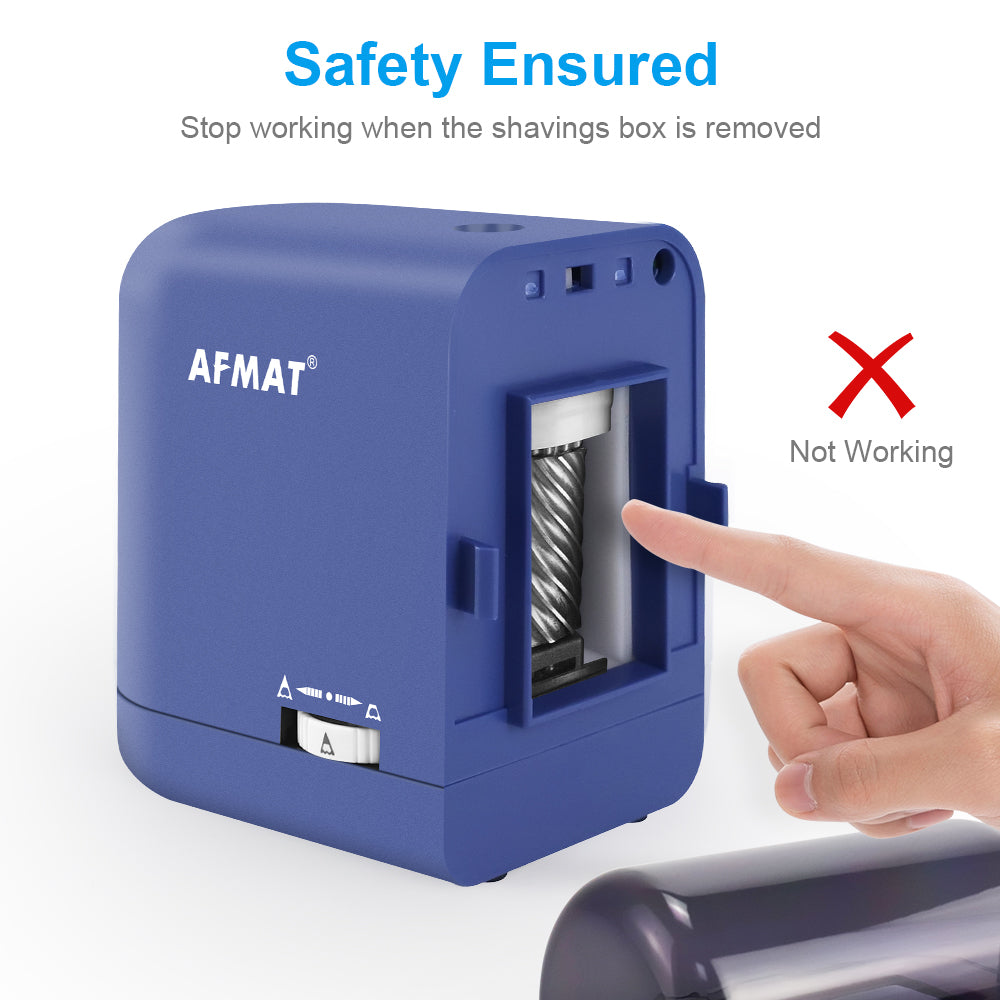 Auto Stop Electric Pencil Sharpener for Colored Pencils (6-8mm) with Adapter Blue-PS72